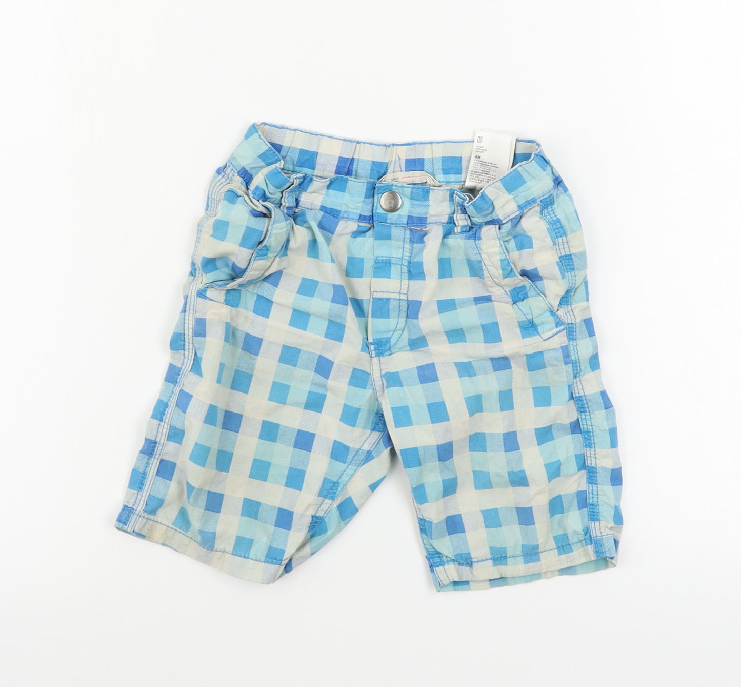 H&M  Boys White Check  Chino Shorts Size 3-4 Years