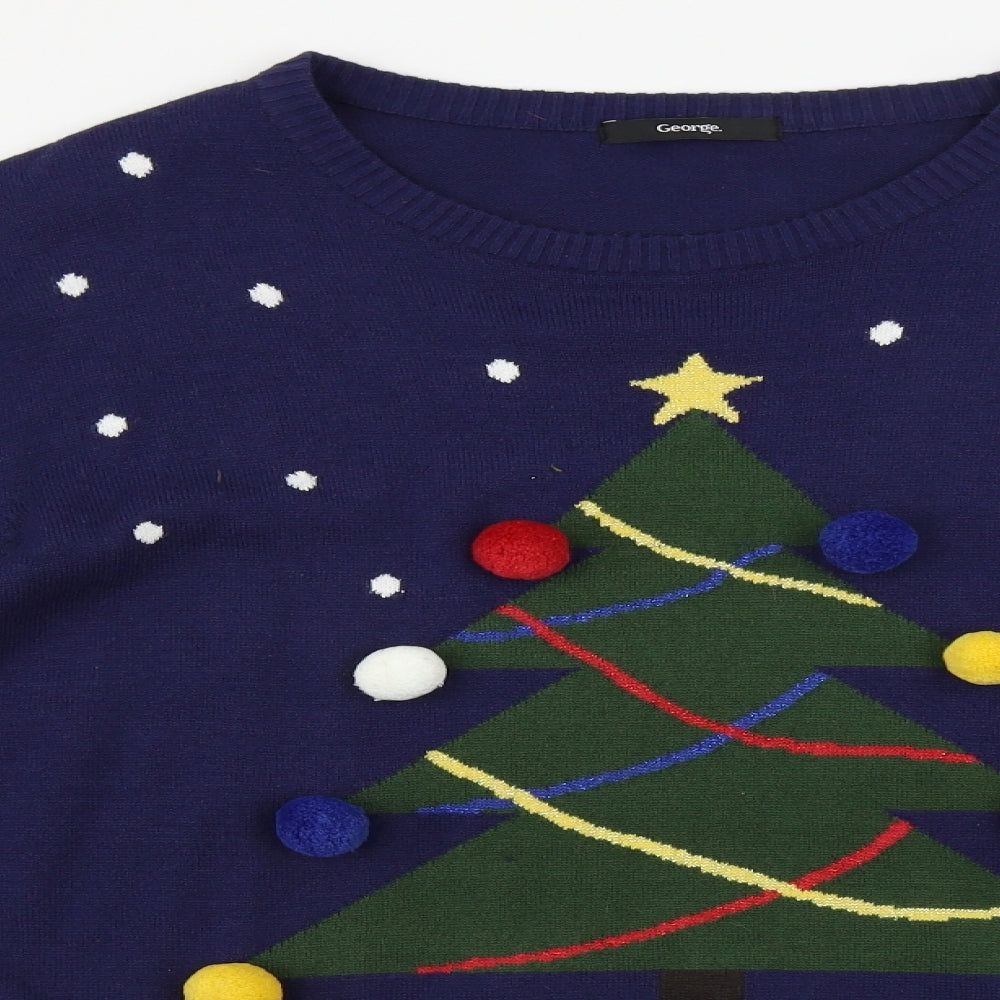 George  Mens Blue   Pullover Jumper Size L  - Christmas Jumper