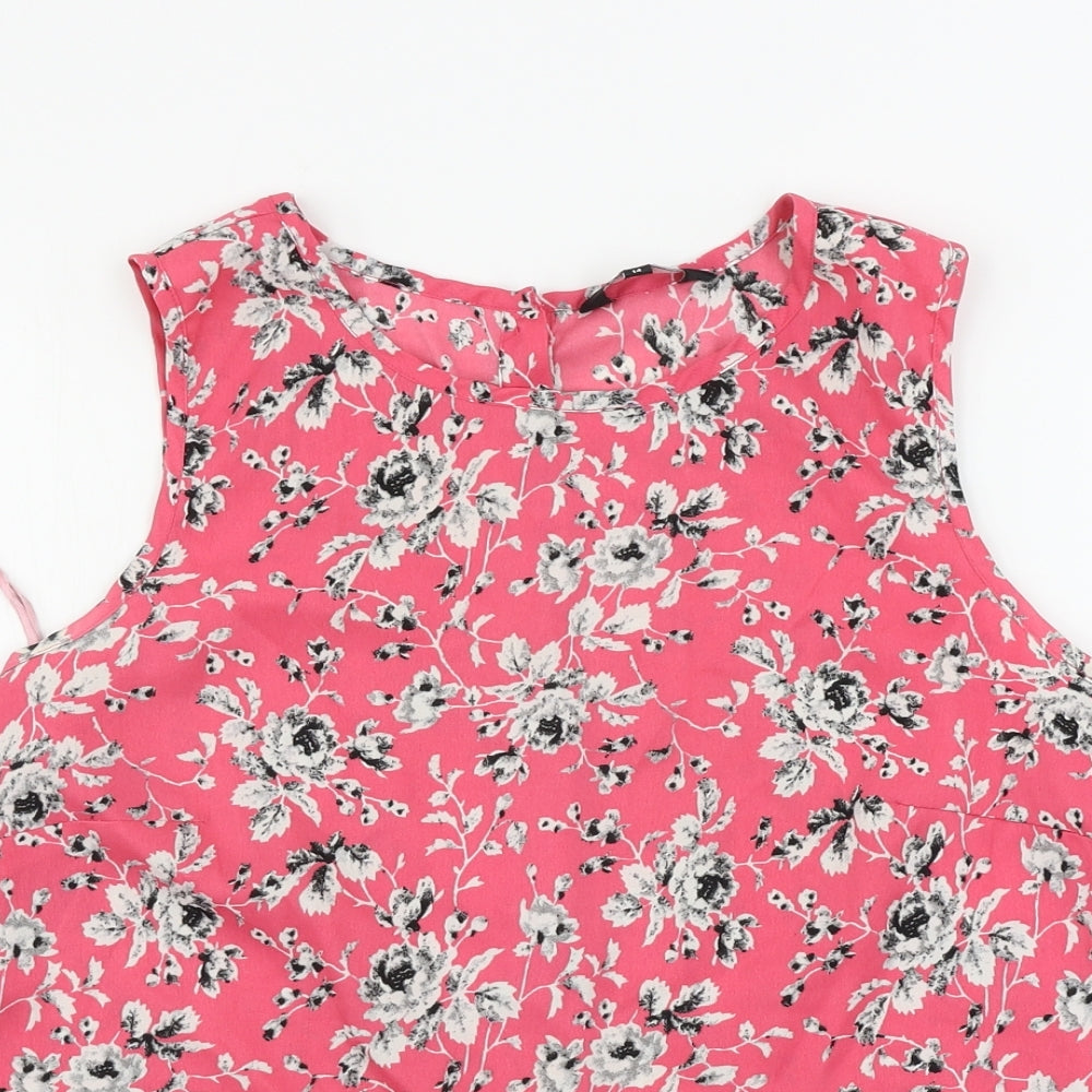 New Look  Womens Pink Floral  Basic Blouse Size 14