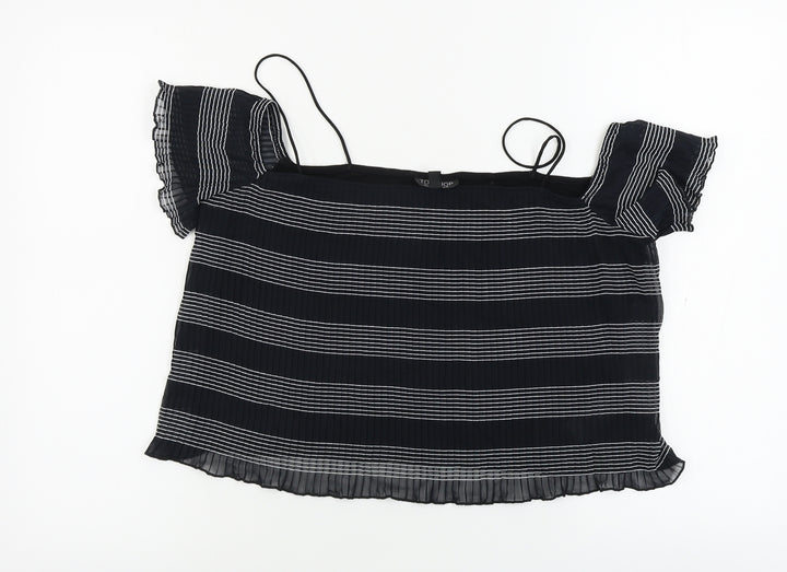 Topshop  Womens Black Striped  Basic Blouse Size 14