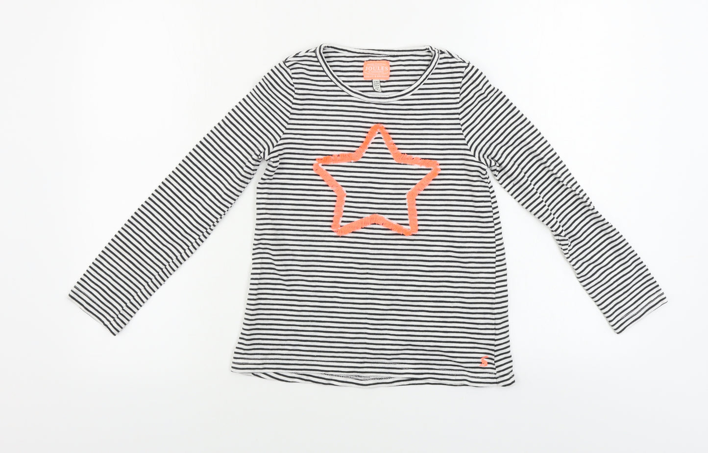 Joules Girls White Striped  Basic T-Shirt Size 9-10 Years