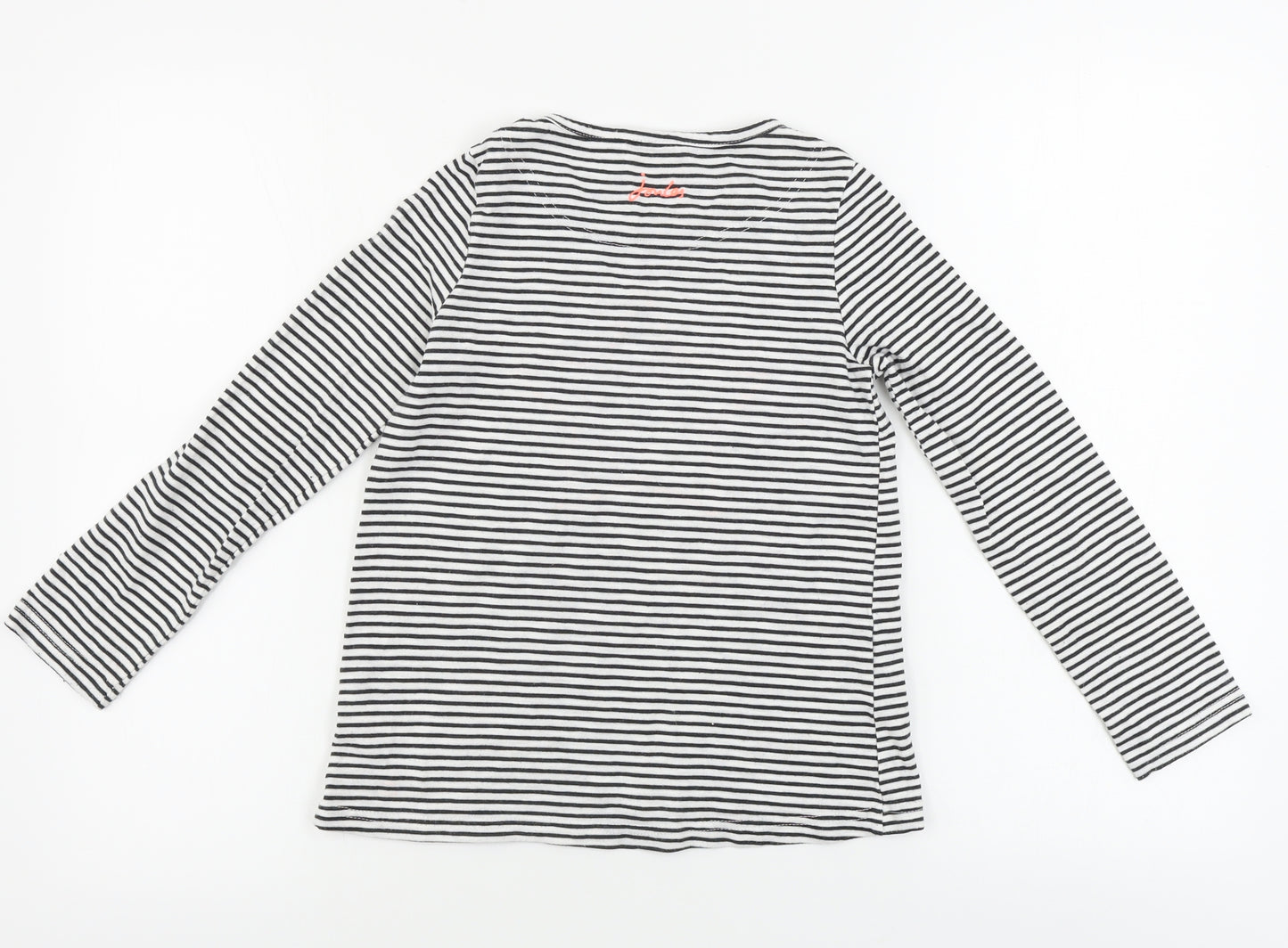 Joules Girls White Striped  Basic T-Shirt Size 9-10 Years