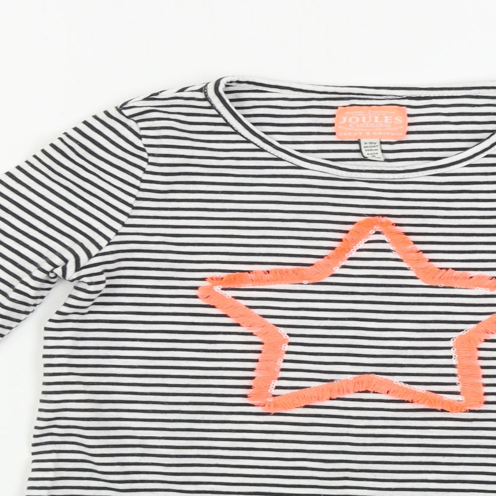 Joules Girls White Striped  Basic T-Shirt Size 9-10 Years