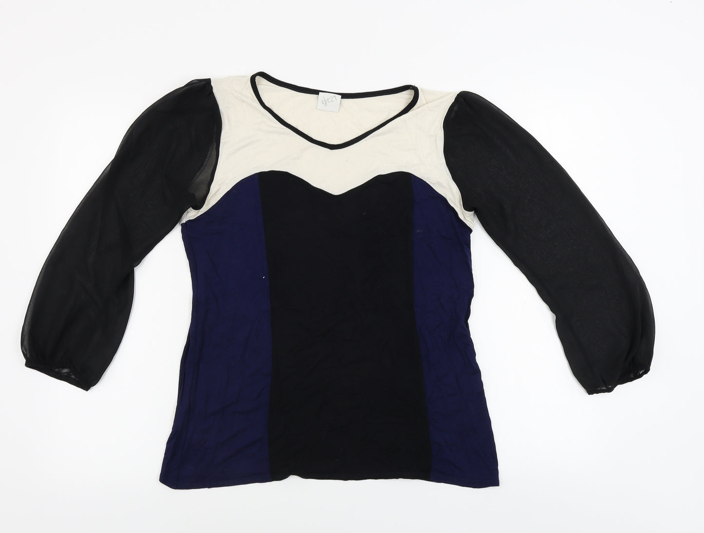 George  Womens Black Striped  Basic Blouse Size 14