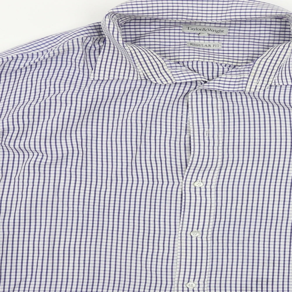 Taylor & Wright Mens Grey Check   Button-Up Size 18.5