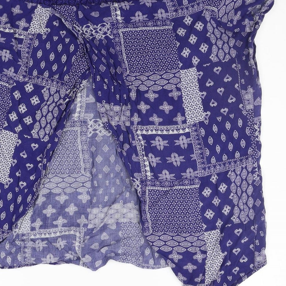 TU Womens Blue Geometric  Basic T-Shirt Size 16