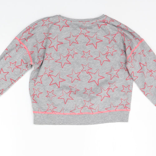 George Girls Grey Geometric  Pullover Jumper Size 10-11 Years  - details on chest