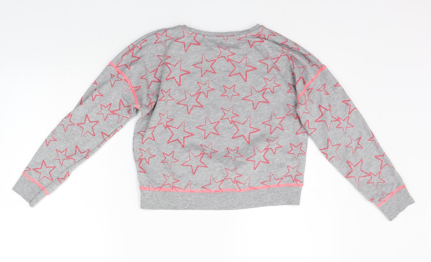 George Girls Grey Geometric  Pullover Jumper Size 10-11 Years  - details on chest