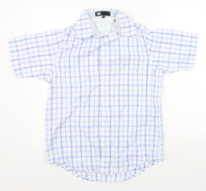 DC Mens White Check   Button-Up Size S