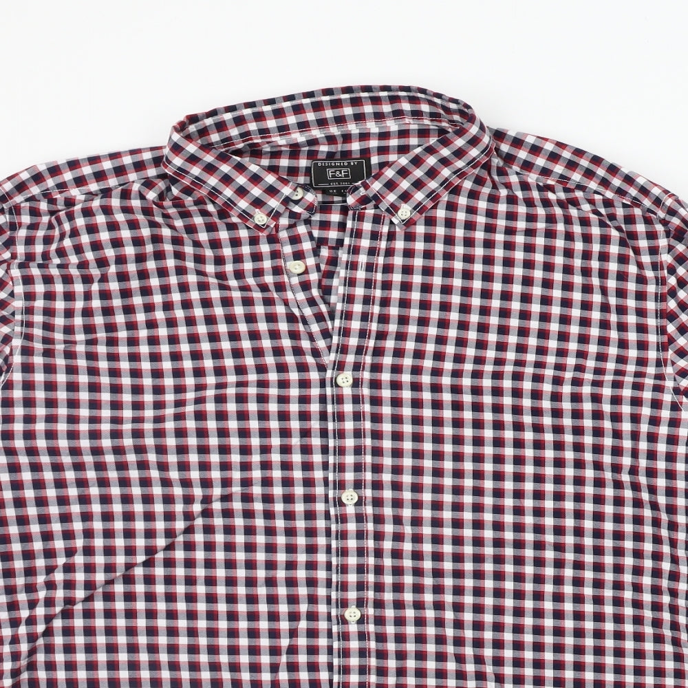 F&F Mens Purple Check   Button-Up Size 2XL