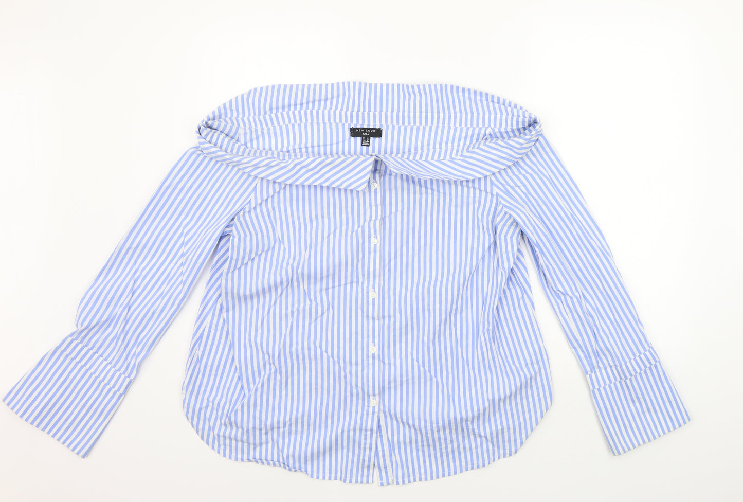 New Look Womens Blue Striped  Basic T-Shirt Size 16
