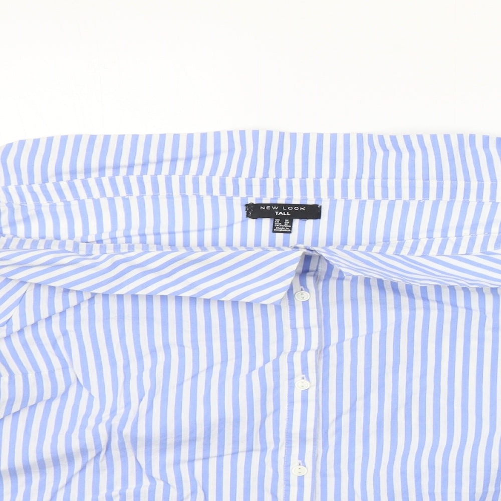 New Look Womens Blue Striped  Basic T-Shirt Size 16