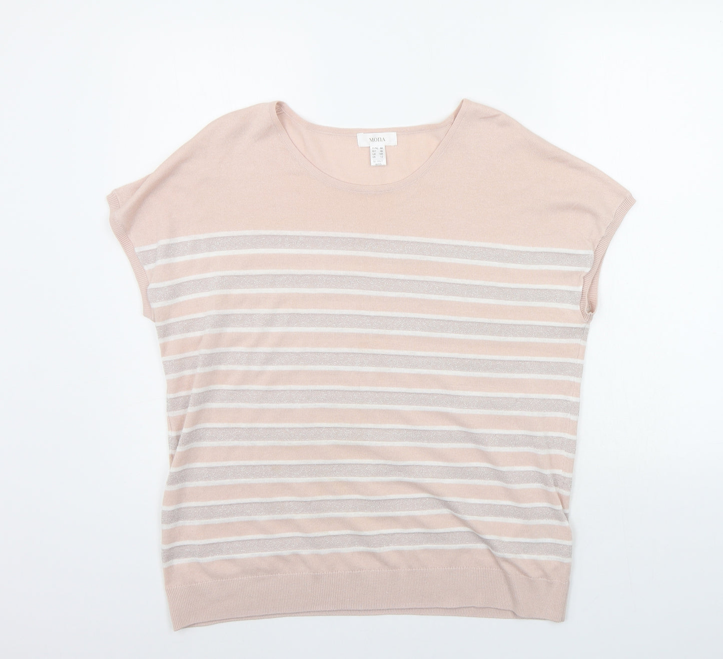 MONA Womens Beige Striped  Pullover Jumper Size 18