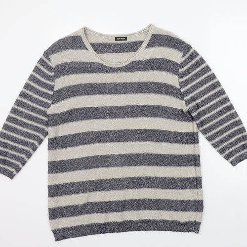 Gerry Weber Womens Blue Striped  Pullover Jumper Size 14