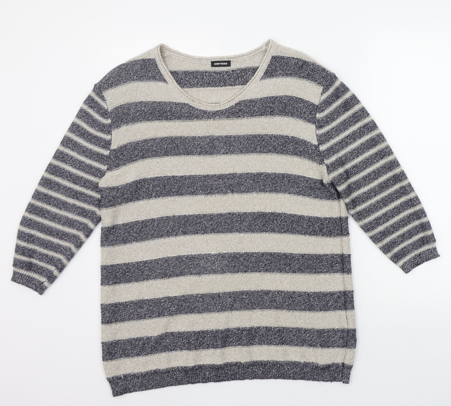 Gerry Weber Womens Blue Striped  Pullover Jumper Size 14
