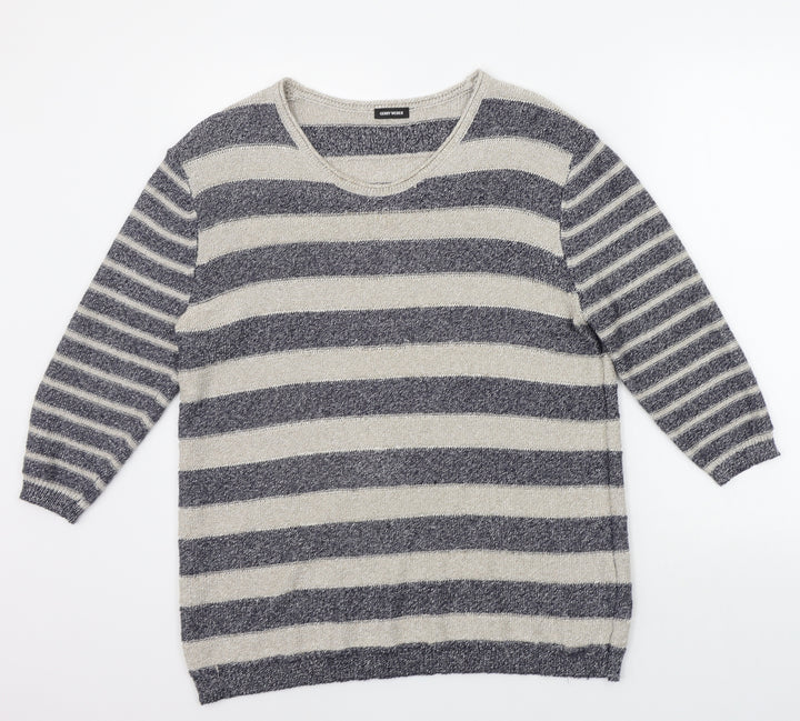 Gerry Weber Womens Blue Striped Pullover Jumper Size 14