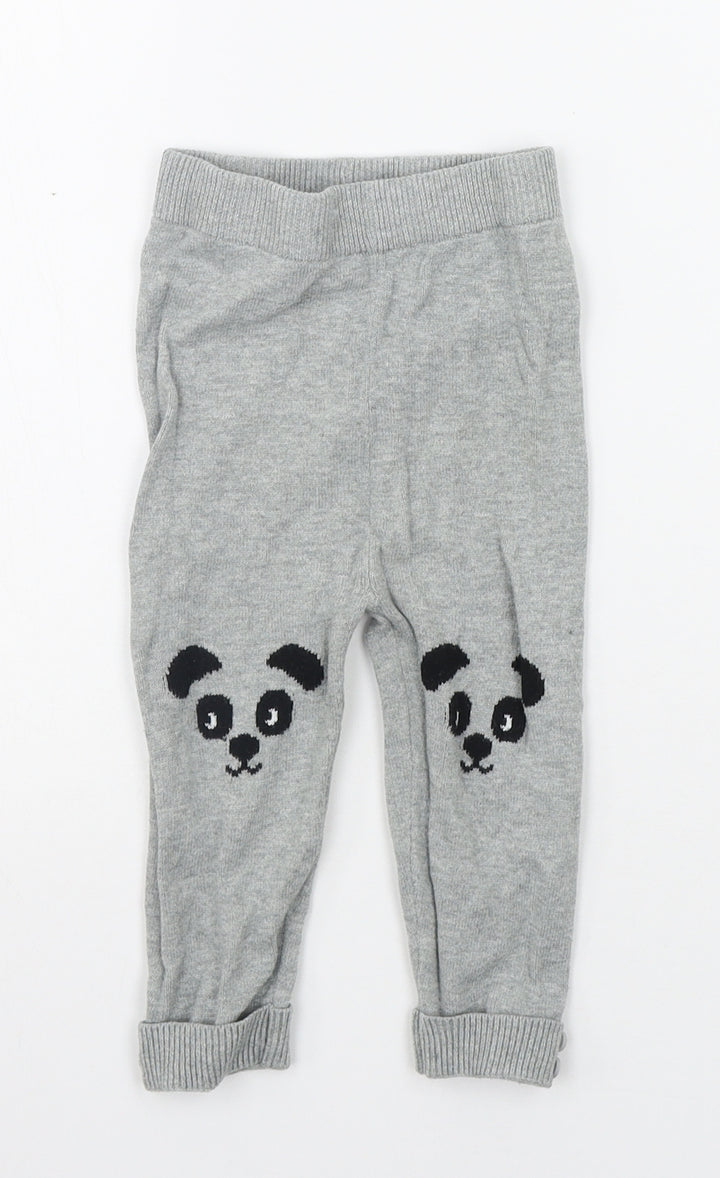 George Girls Grey Geometric Jogger Trousers Size 12-18 Months - Elasticated Waist