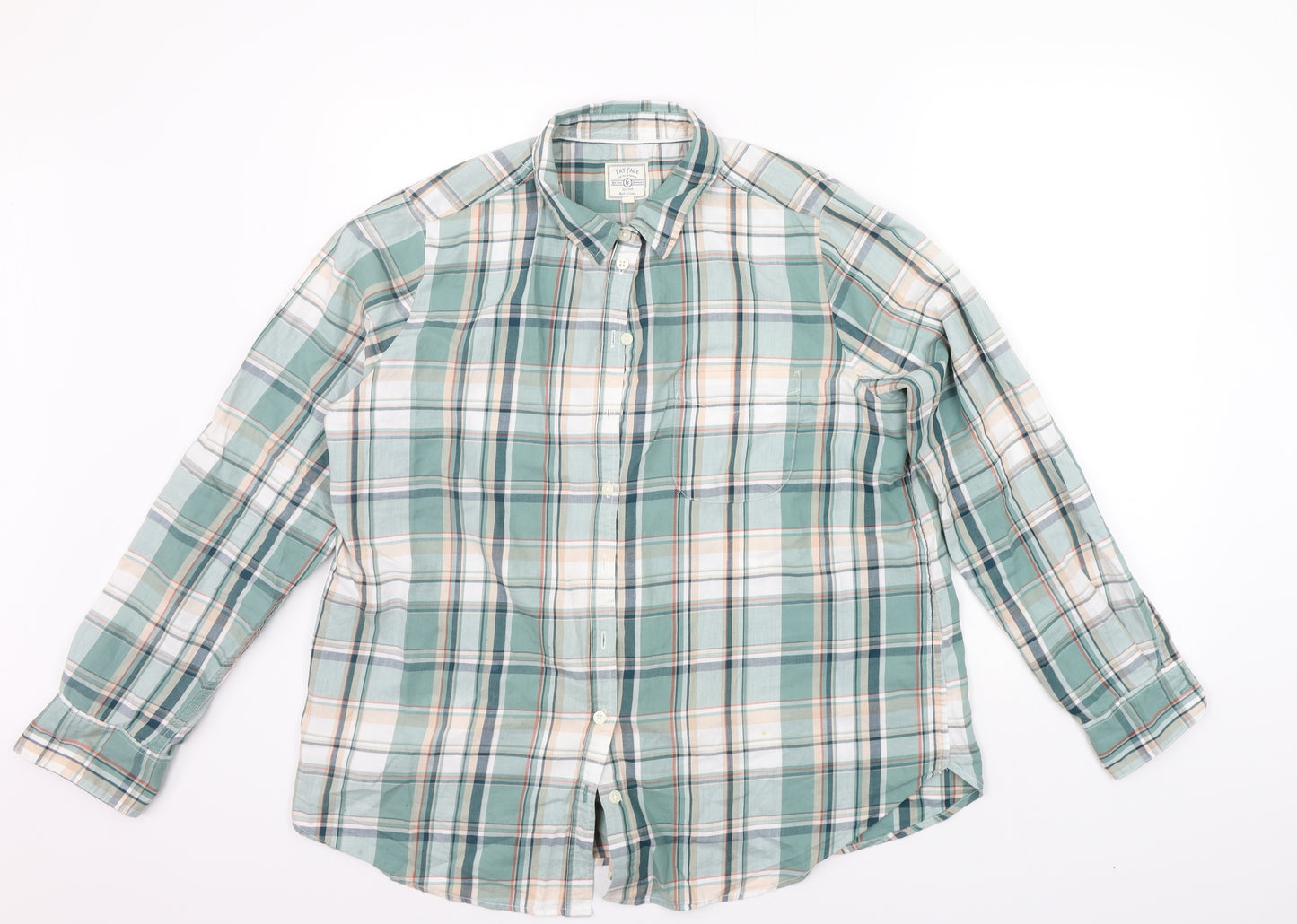 Fat Face Womens Green Check  Basic Button-Up Size 18