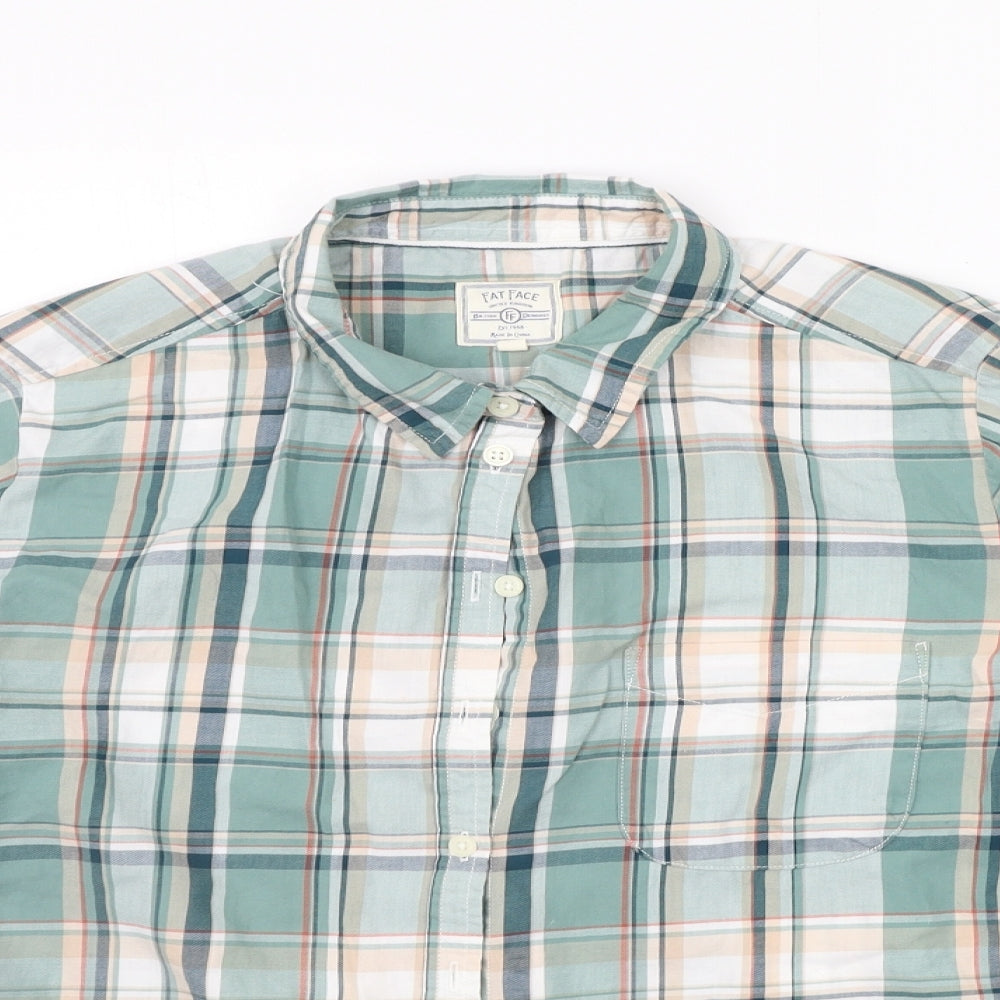 Fat Face Womens Green Check  Basic Button-Up Size 18