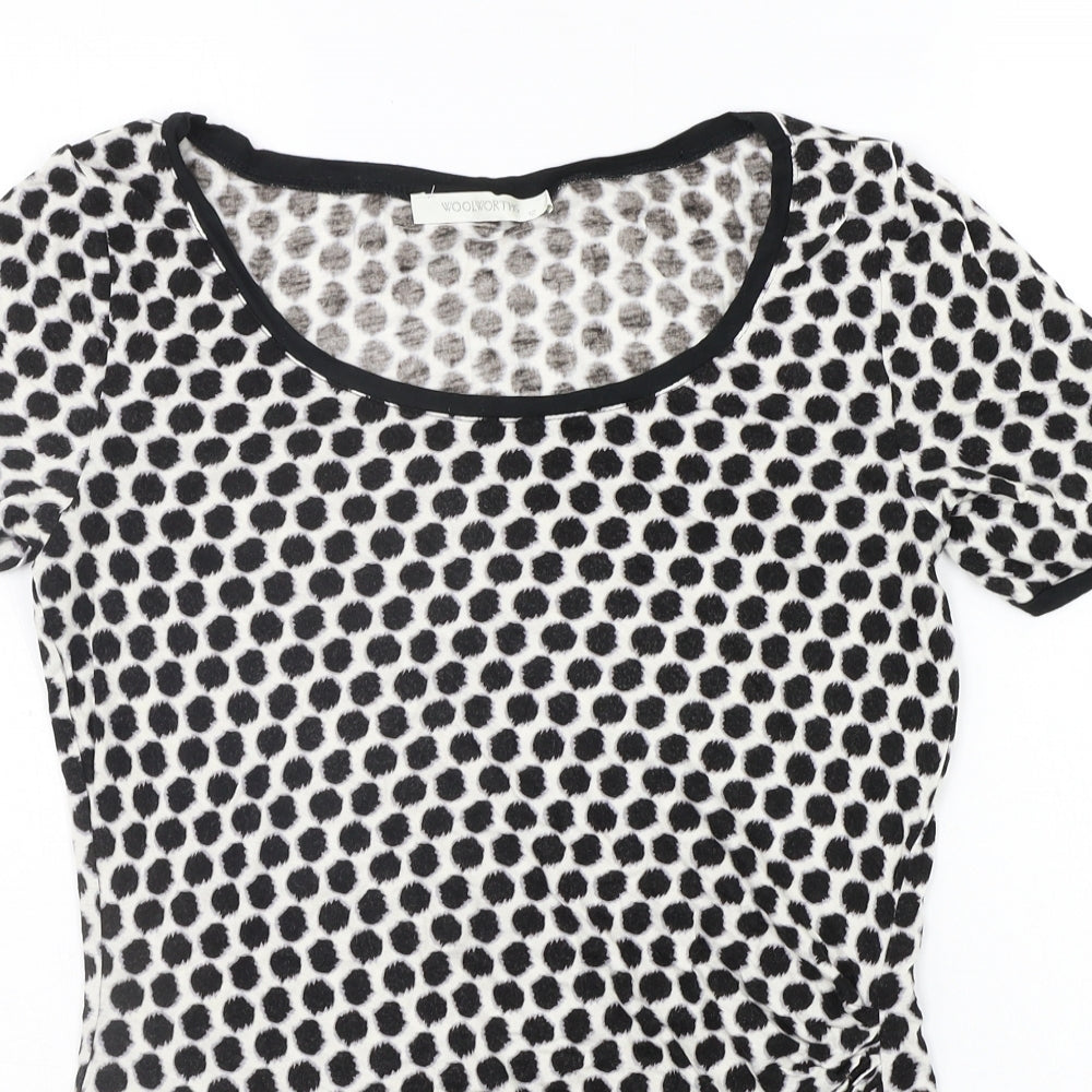 woolworths Womens Black Polka Dot  Basic T-Shirt Size 12