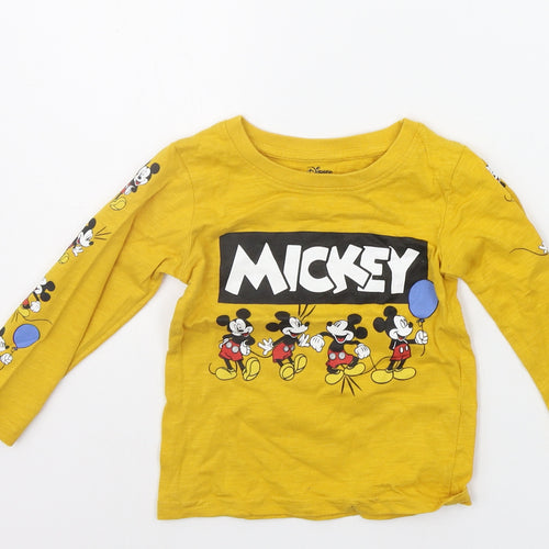 Primark Girls Yellow Geometric  Basic T-Shirt Size 12-18 Months  - MICKEY MOUSE