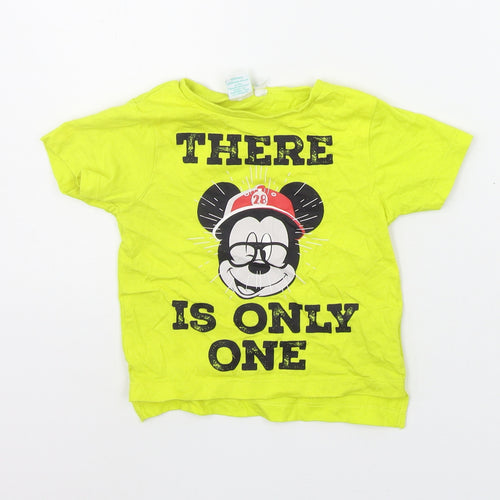 Disney Girls Yellow   Basic T-Shirt Size 12-18 Months  - micky mouse