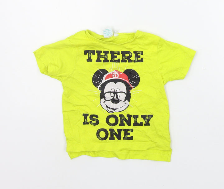 Disney Girls Yellow   Basic T-Shirt Size 12-18 Months  - micky mouse