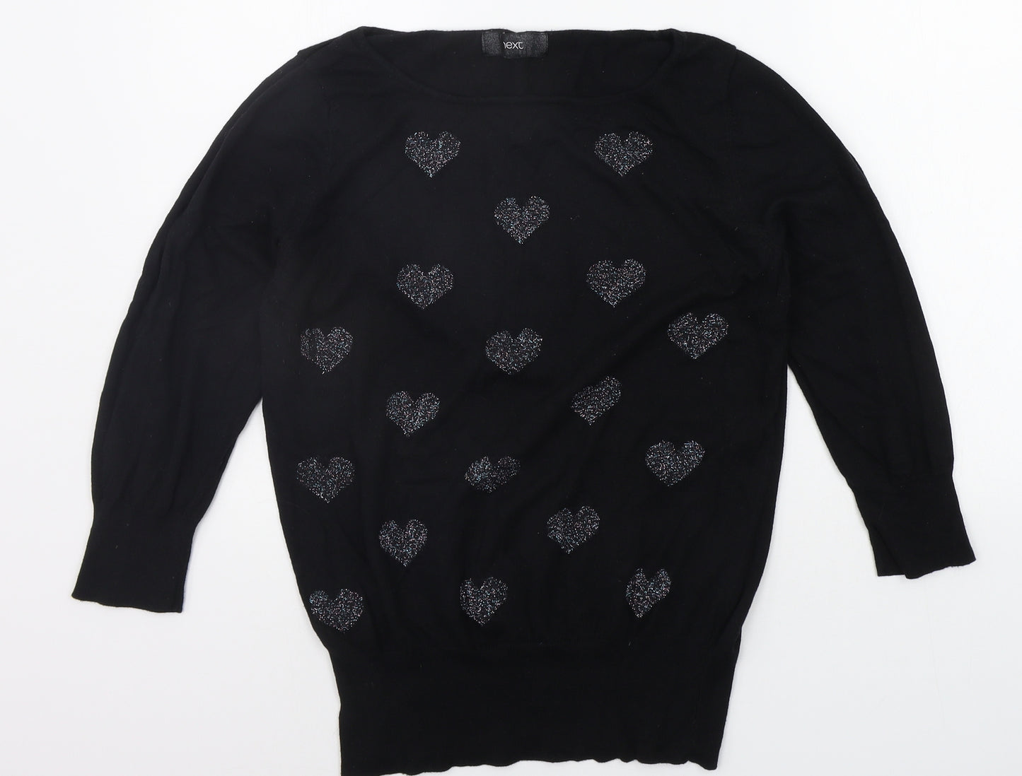 NEXT Womens Black   Pullover Jumper Size 16  - HEARTS