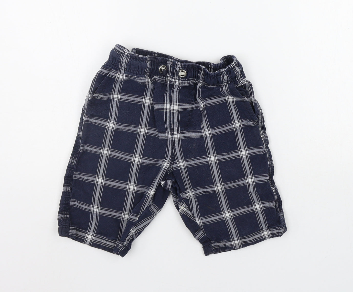 NEXT Boys Blue Check  Cropped Trousers Size 6 Years - Elasticated Waist