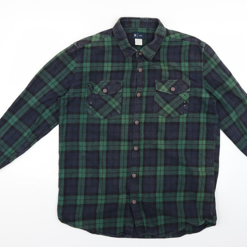 La Redoute Mens Blue Check   Button-Up Size 17