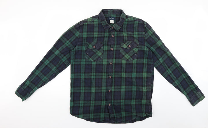 La Redoute Mens Blue Check Button-Up Size 17