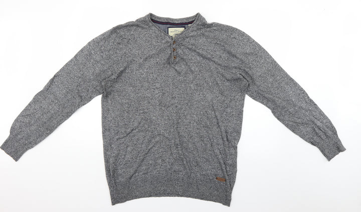 Brave Soul Mens Grey Knit Pullover Jumper Size XL
