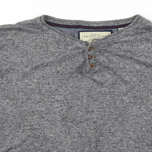 Brave Soul Mens Grey  Knit Pullover Jumper Size XL