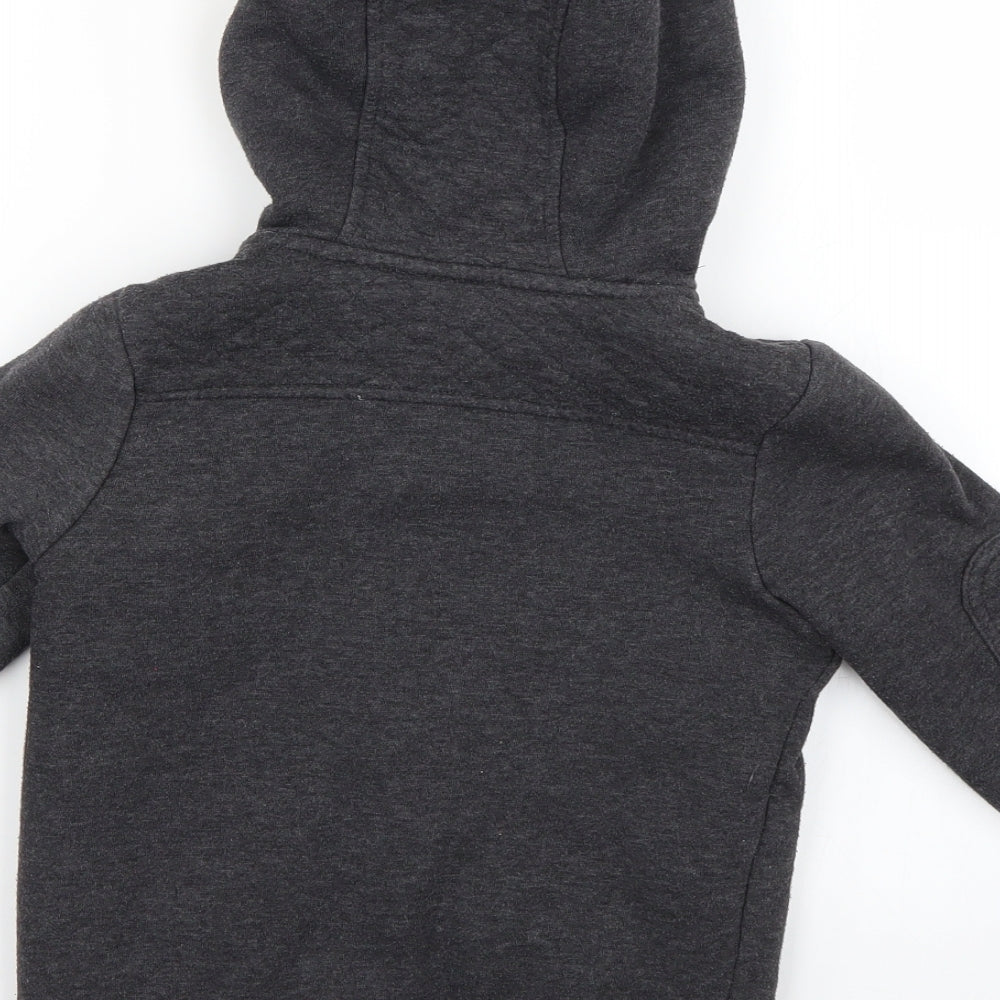 F&F Girls Grey Geometric Knit Full Zip Jumper Size 5-6 Years