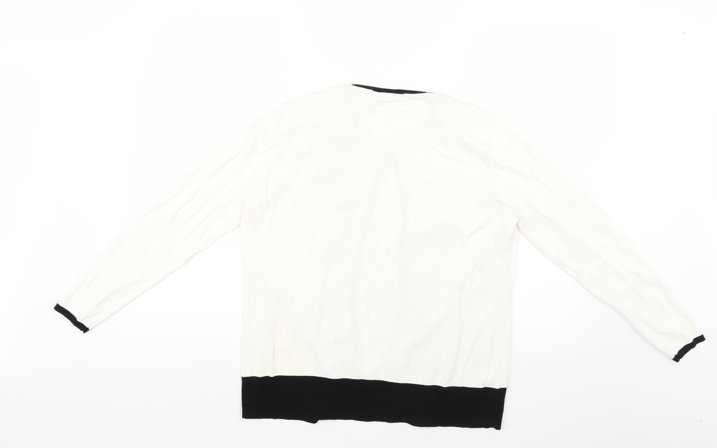 frank saul Womens White Geometric Knit Cardigan Jumper Size L
