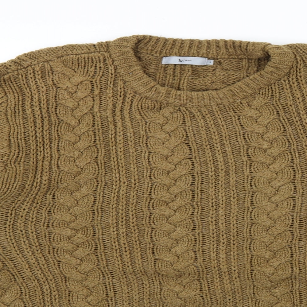 TU Mens Brown  Knit Pullover Jumper Size L