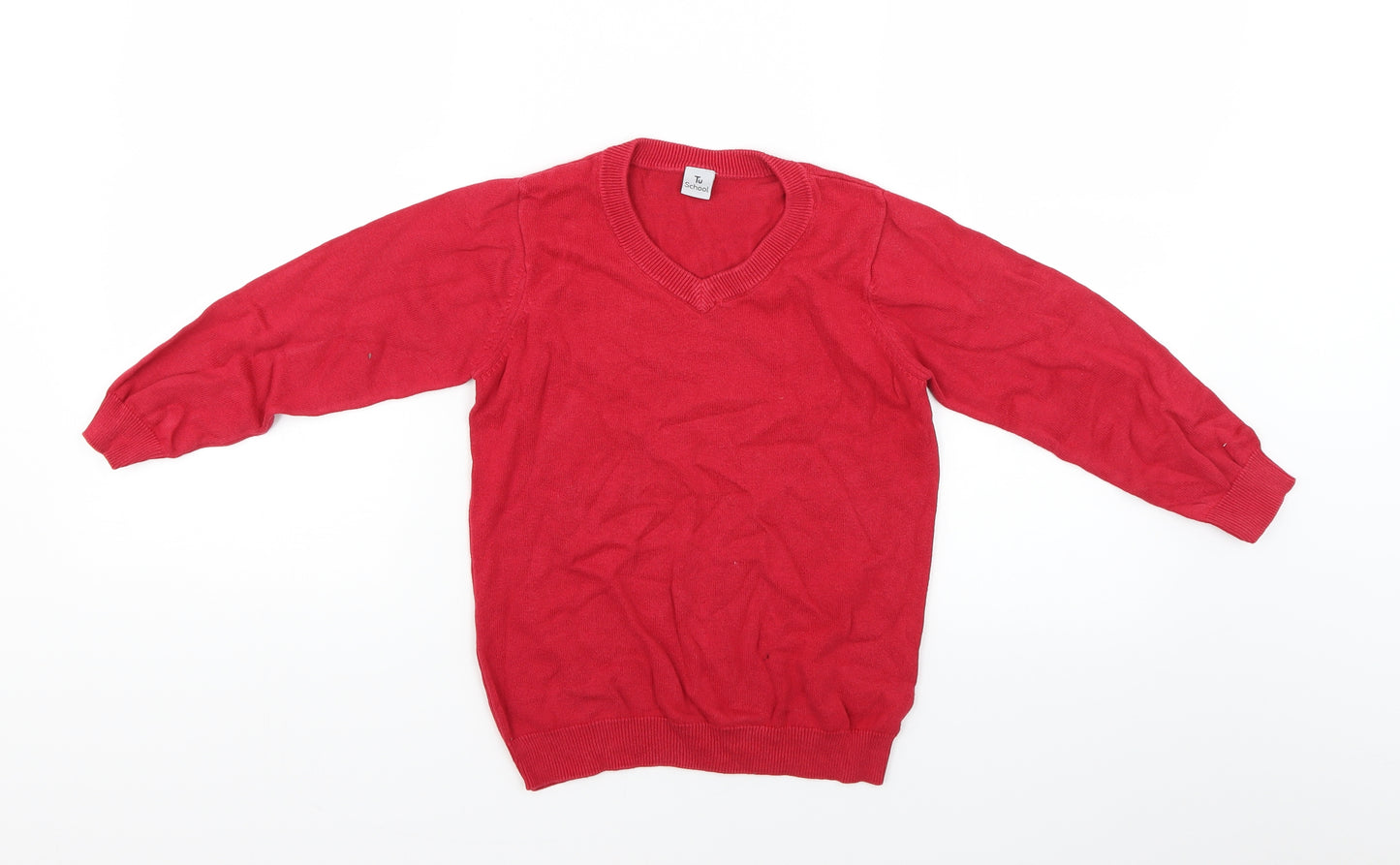 TU Boys Red  Knit Pullover Jumper Size 6 Years