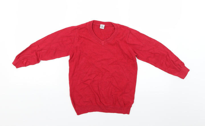 TU Boys Red  Knit Pullover Jumper Size 6 Years
