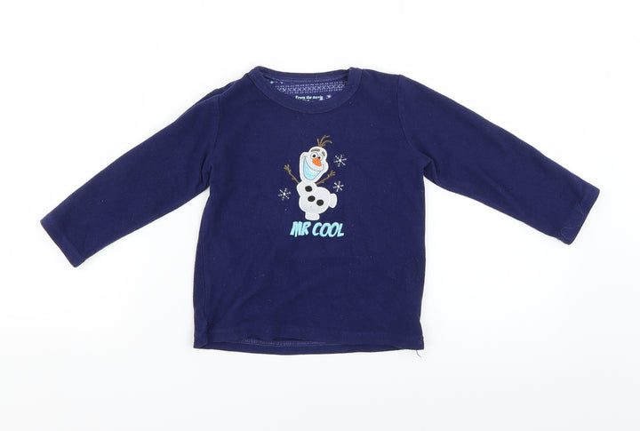 Primark Girls Blue Geometric Top Pyjama Top Size 3-4 Years - Frozen