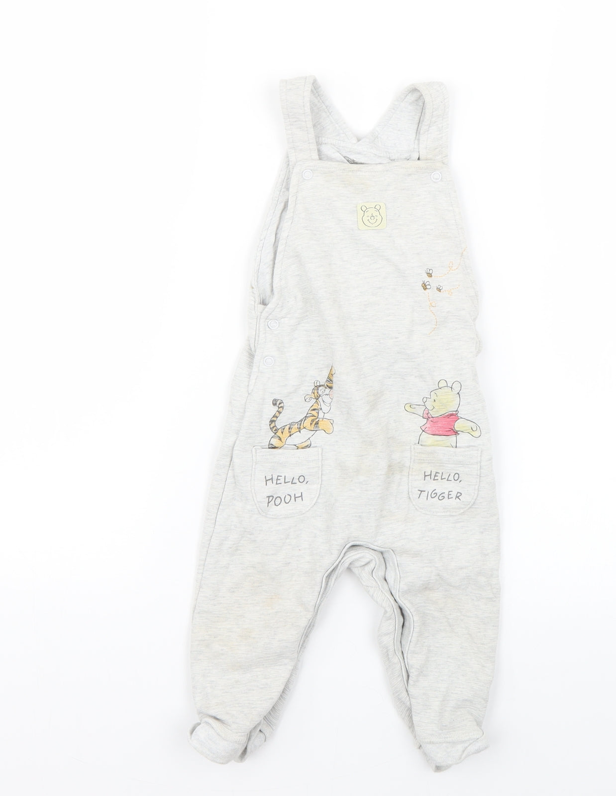 Disney Baby Grey Geometric  Dungaree One-Piece Size 9-12 Months