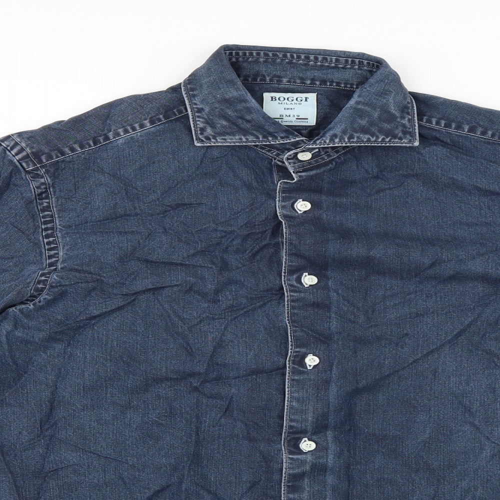 boggi Mens Blue    Dress Shirt Size 39