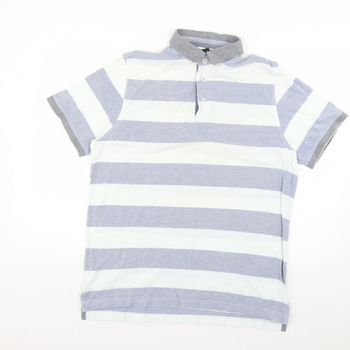 Rhino Mens Ivory Striped   Polo Size L