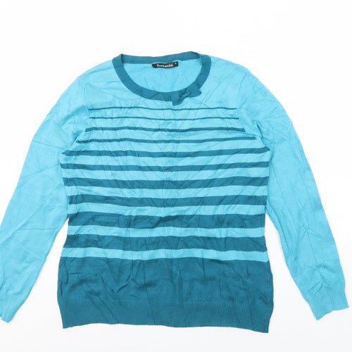 Bonmarché Womens Blue Striped  Pullover Jumper Size S
