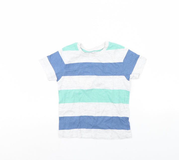 Primark Boys Grey Striped  Basic T-Shirt Size 5 Years