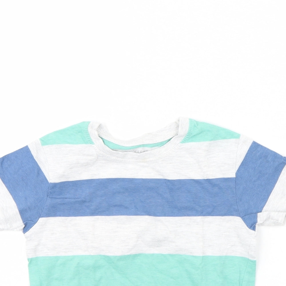 Primark Boys Grey Striped  Basic T-Shirt Size 5 Years
