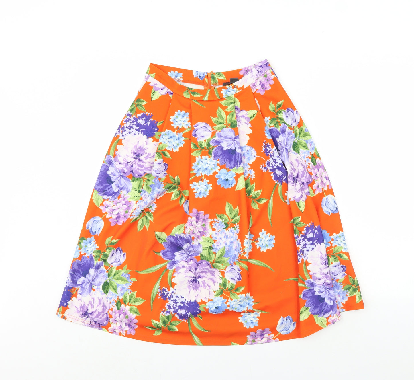 Primark Womens Orange Floral  Flare Skirt Size 10