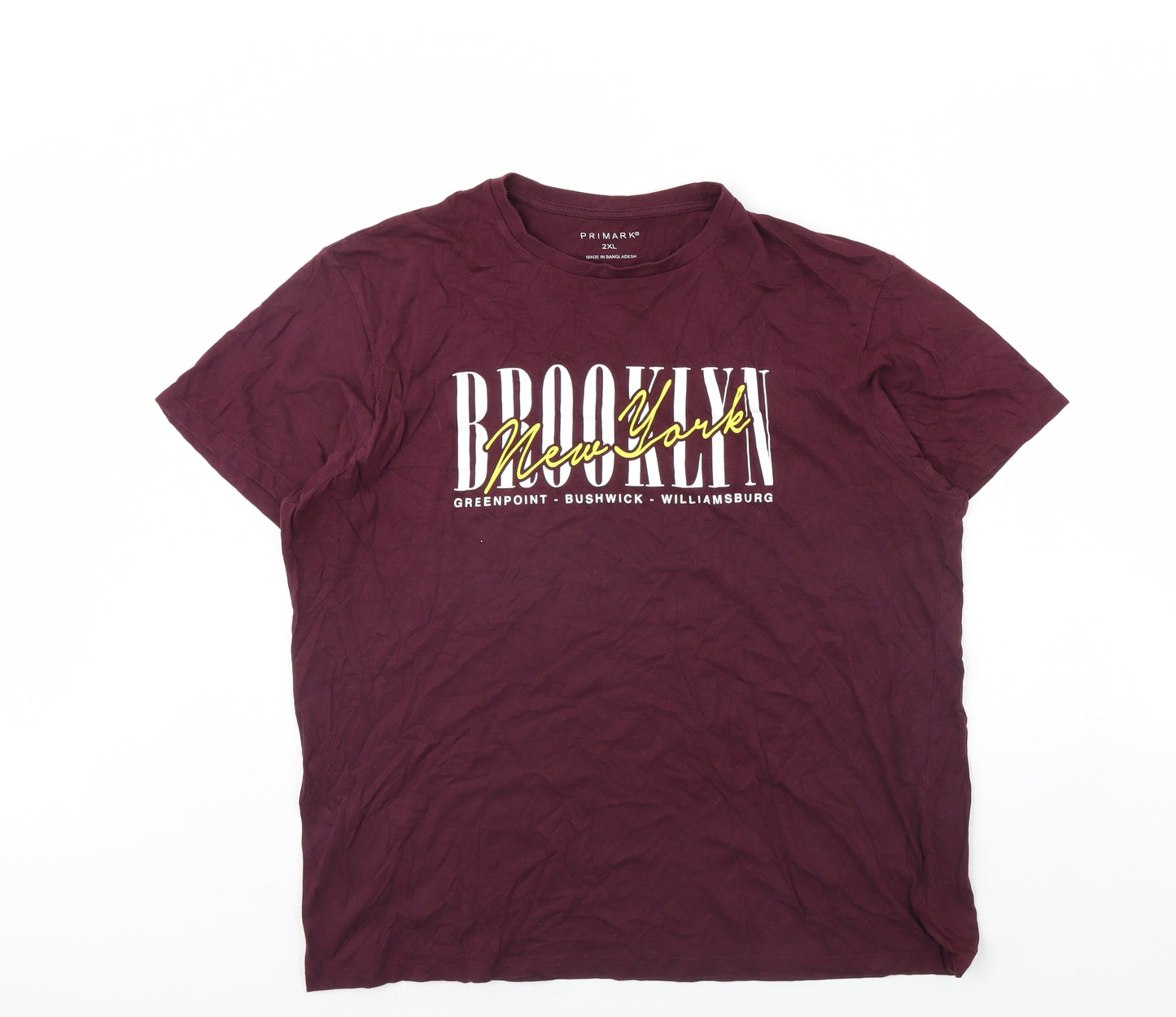 Primark Mens Purple    T-Shirt Size 2XL  - Brooklyn