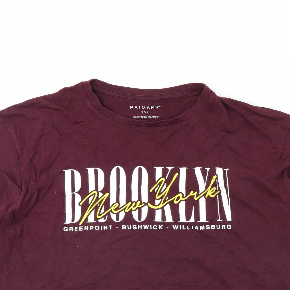 Primark Mens Purple    T-Shirt Size 2XL  - Brooklyn