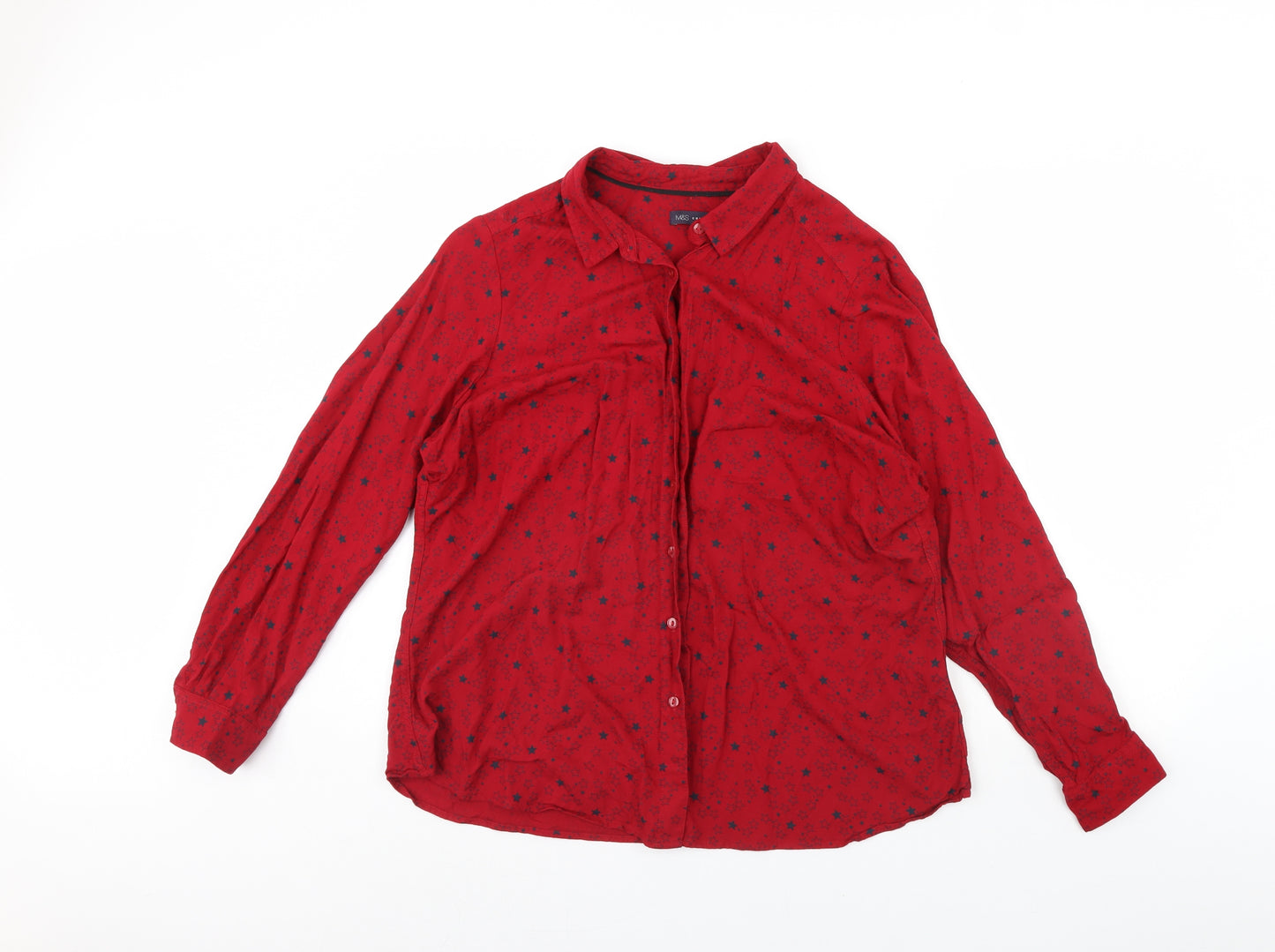 M&S Womens Red   Basic Button-Up Size 20