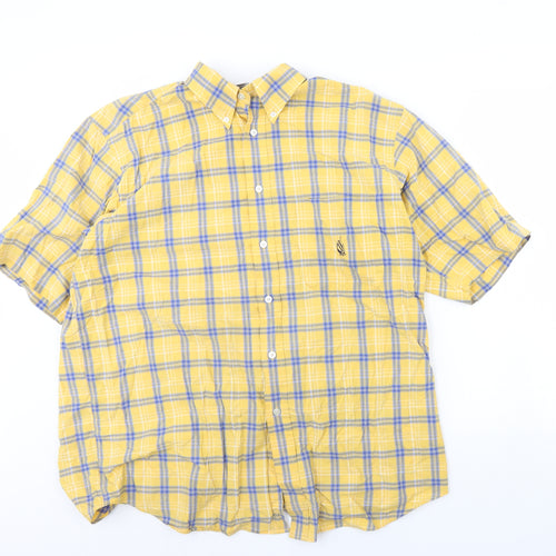 Nautica Womens Yellow Check  Basic Button-Up Size L